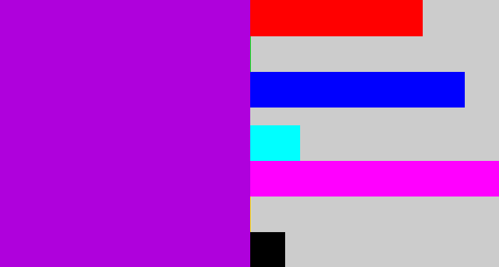Hex color #af01dc - vibrant purple