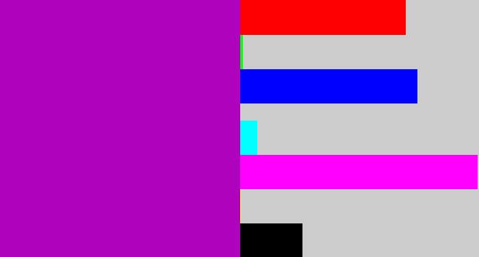 Hex color #af02bc - barney