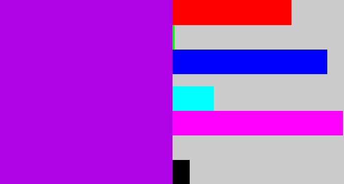 Hex color #af03e5 - vibrant purple