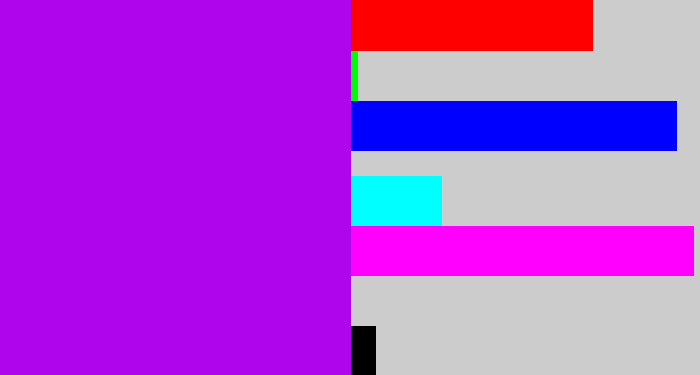 Hex color #af05ec - vibrant purple