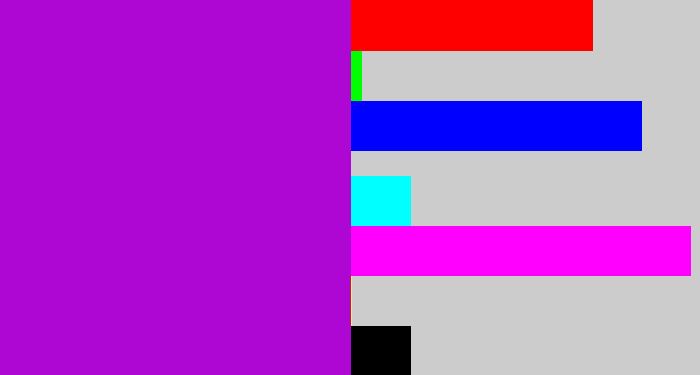 Hex color #af07d3 - vibrant purple