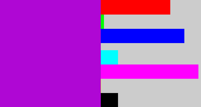 Hex color #af07d4 - vibrant purple