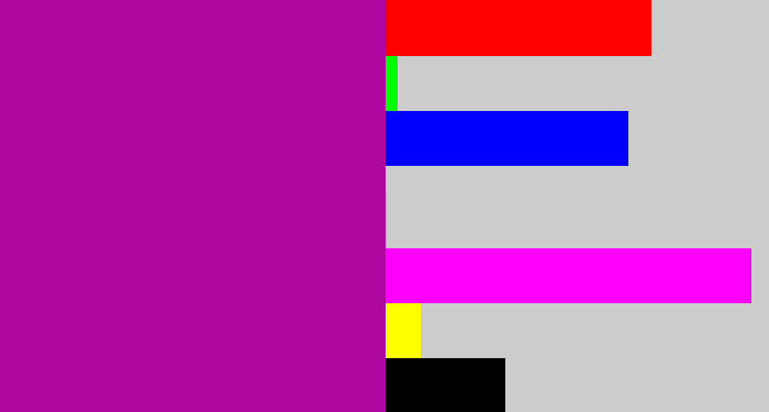 Hex color #af08a0 - barney purple