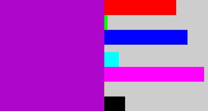 Hex color #af08cc - vibrant purple