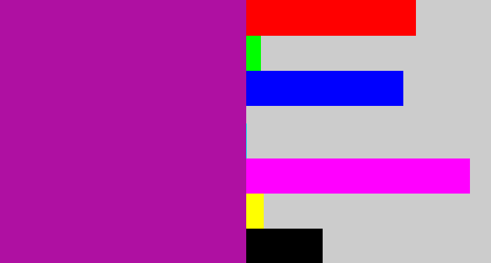 Hex color #af10a2 - barney purple