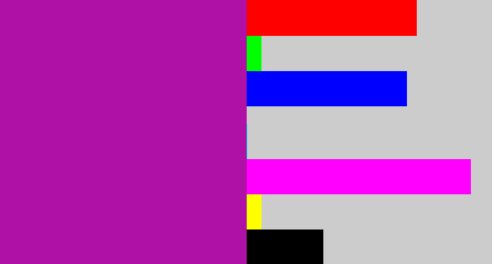 Hex color #af10a5 - barney purple