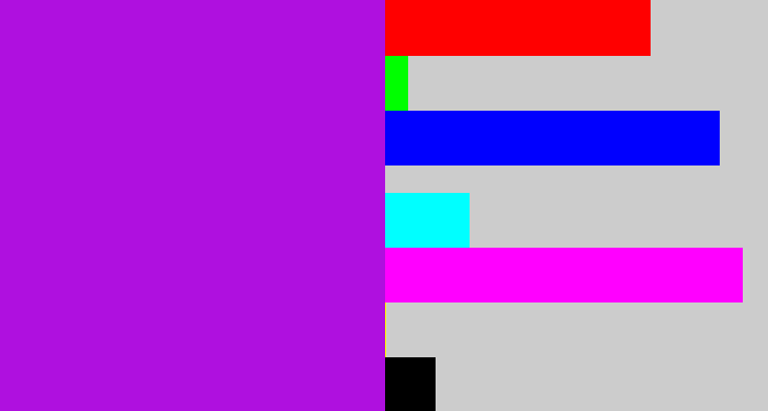Hex color #af10df - vibrant purple