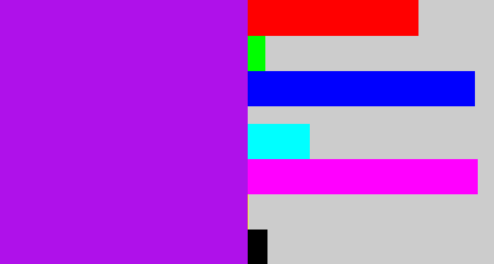 Hex color #af11ea - vibrant purple