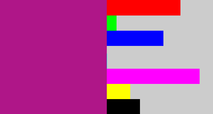 Hex color #af1688 - barney purple