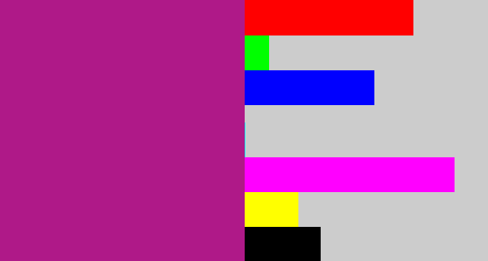 Hex color #af1988 - barney purple