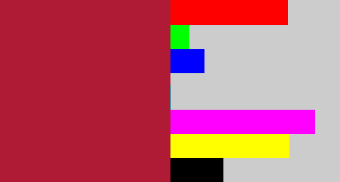 Hex color #af1b34 - rouge