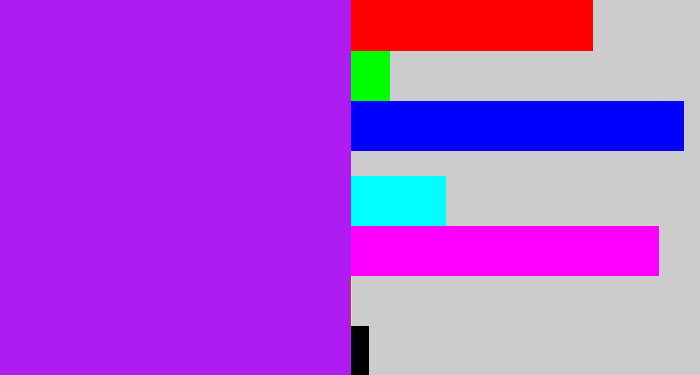 Hex color #af1cf1 - electric purple