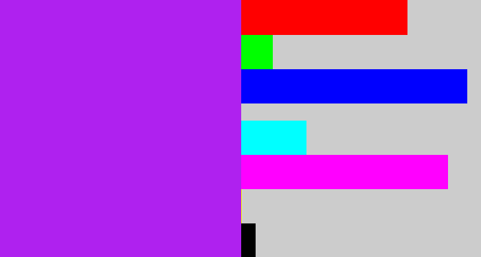 Hex color #af21ef - electric purple