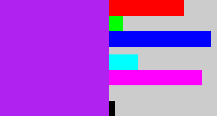 Hex color #af22ef - electric purple