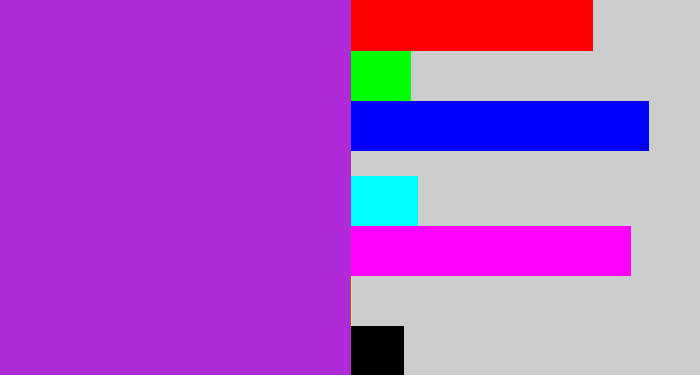 Hex color #af2bd8 - barney