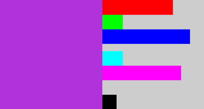 Hex color #af32db - lightish purple