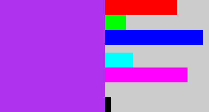 Hex color #af32ef - electric purple