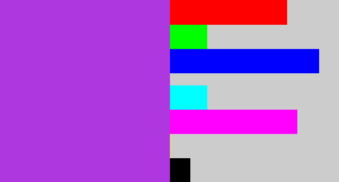 Hex color #af37e0 - lightish purple