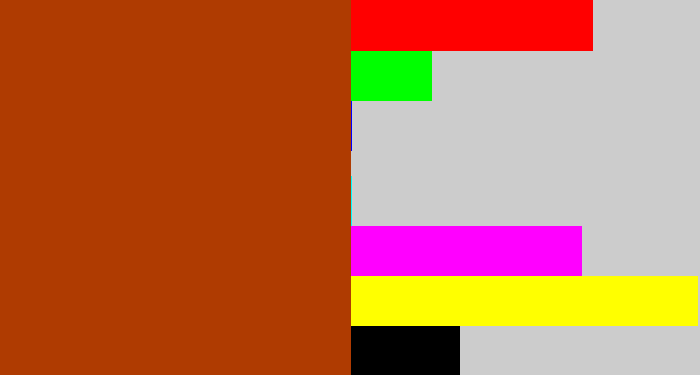 Hex color #af3b01 - rust