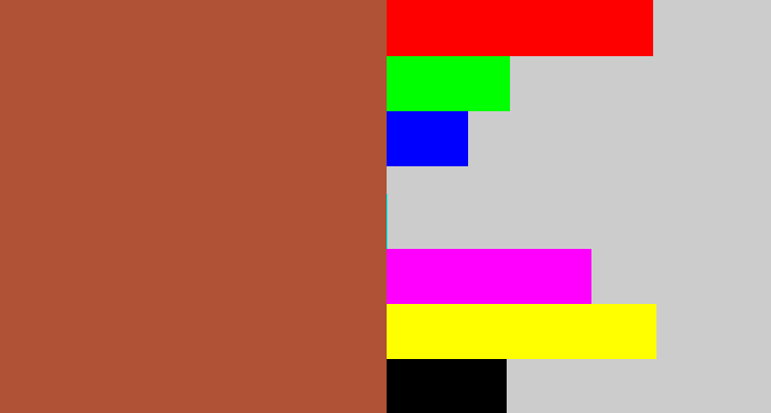 Hex color #af5235 - sienna