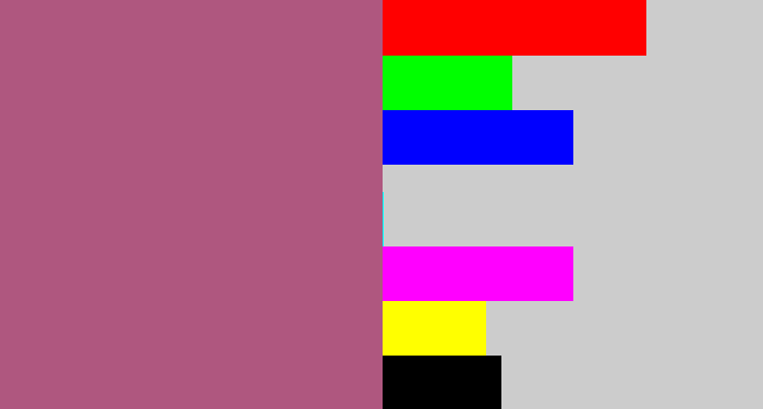 Hex color #af577f - light plum