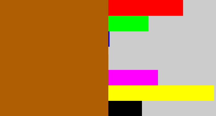 Hex color #af5e03 - orangey brown