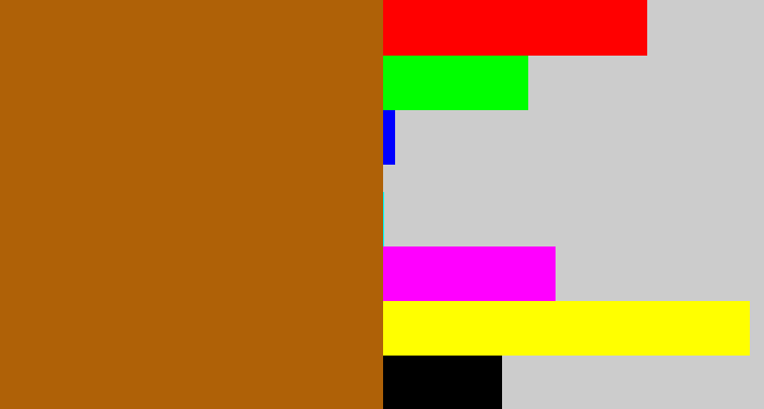 Hex color #af6107 - orangish brown