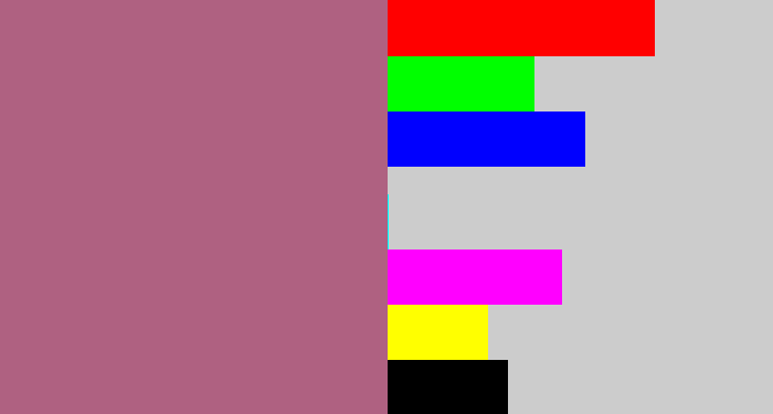 Hex color #af6181 - mauve