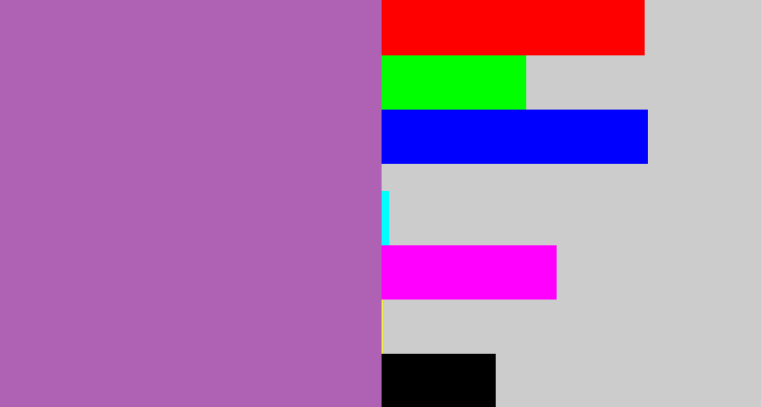 Hex color #af61b3 - soft purple