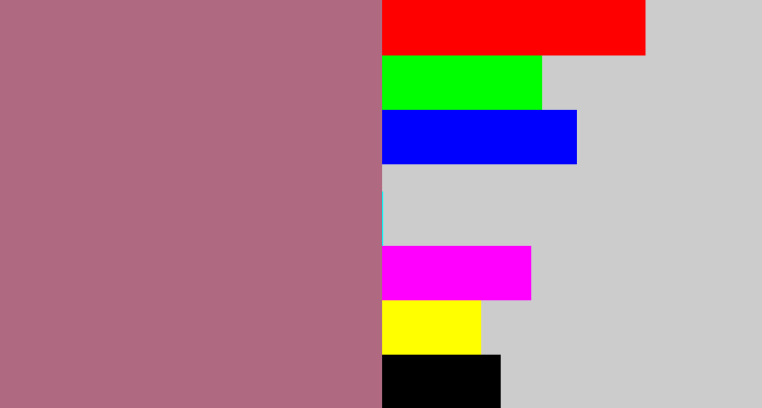 Hex color #af6a81 - mauve