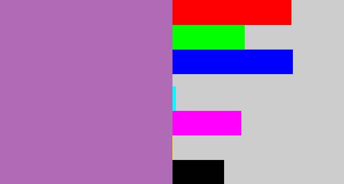 Hex color #af6bb3 - soft purple