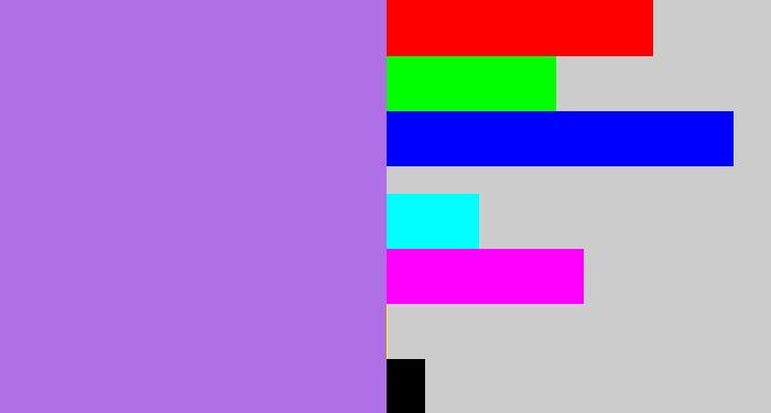 Hex color #af70e5 - light urple