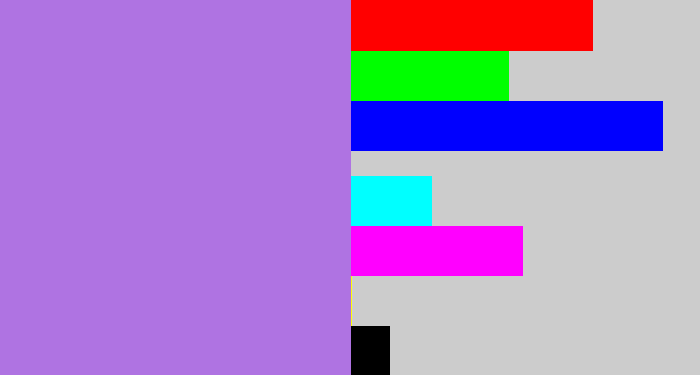 Hex color #af73e2 - light urple