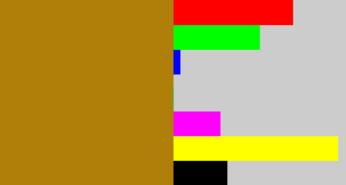 Hex color #af7f09 - mustard brown