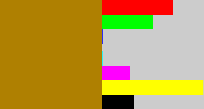 Hex color #af8001 - mustard brown