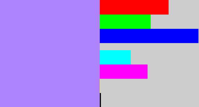 Hex color #af83fc - light purple