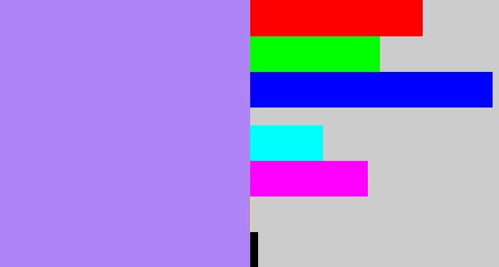 Hex color #af84f7 - light purple