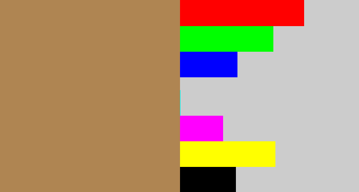 Hex color #af8552 - light brown