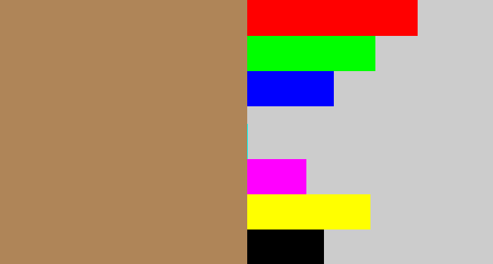 Hex color #af8558 - light brown