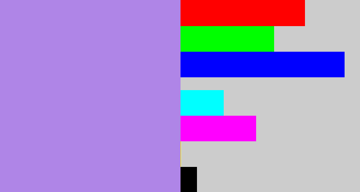 Hex color #af85e7 - pale purple
