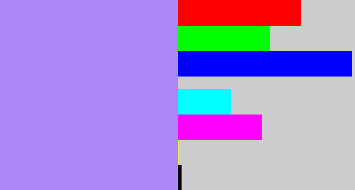 Hex color #af85fa - light purple