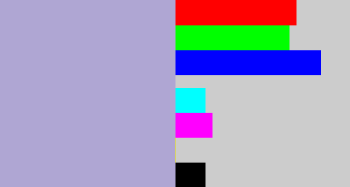 Hex color #afa6d3 - pale purple