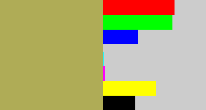 Hex color #afac56 - khaki