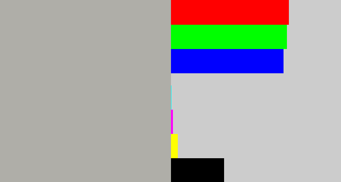 Hex color #afaea8 - greyish