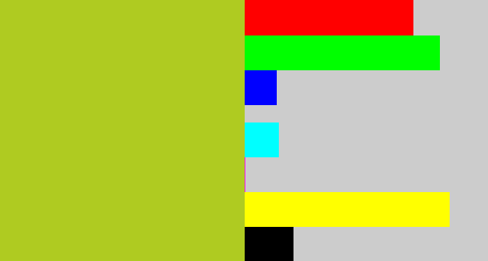 Hex color #afcb21 - pea