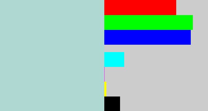 Hex color #afd8d3 - light blue grey