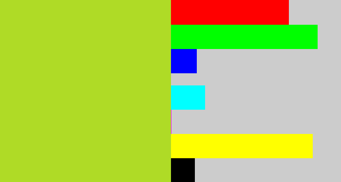 Hex color #afdb26 - yellowish green