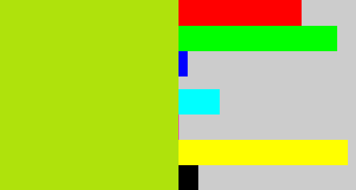 Hex color #afe20c - yellowish green