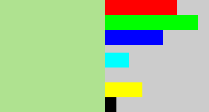 Hex color #afe290 - light grey green