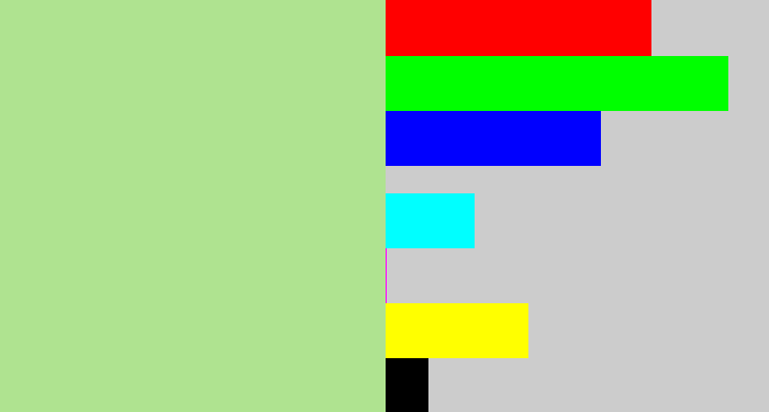 Hex color #afe390 - light grey green